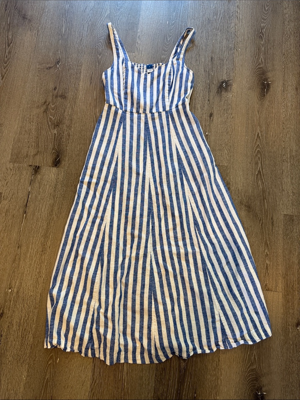 Old Navy Blue and White Striped Midi Sundress